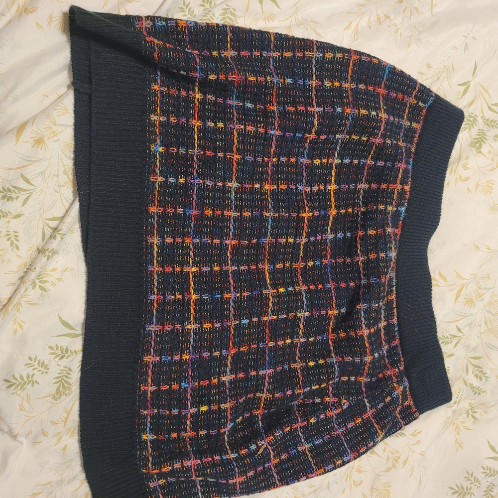 Women's Rainbow Sweater Skirt with Multicolor Detail